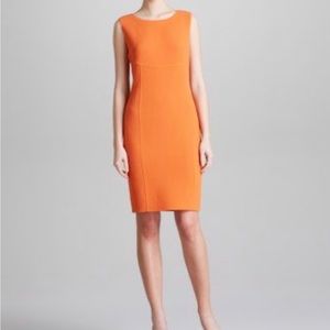 Armani Collezioni tangerine textured wool sheath dress